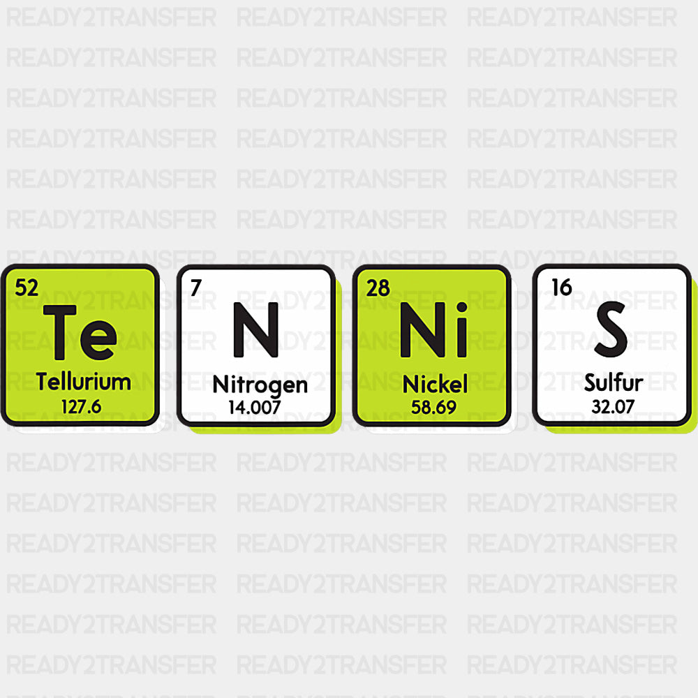 Te N Ni S, Elements - Tennis DTF Transfers ready2transfer Dark Color Design (See Imaging)