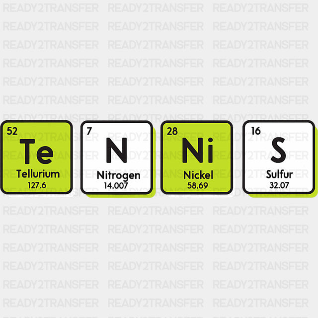 Te N Ni S, Elements - Tennis DTF Transfers ready2transfer Dark Color Design (See Imaging)