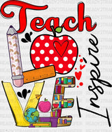 Teach Love Design - Teachers Dtf Heat Transfer Adult Unisex S & M (10’’) / Black