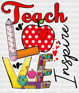 Teach Love Design - Teachers Dtf Heat Transfer Adult Unisex S & M (10’’) / White