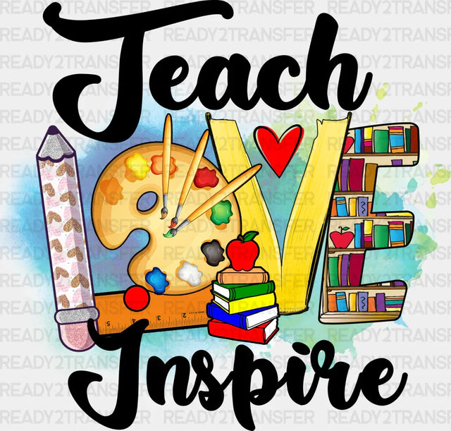 Teach Love Inspire Design - Teachers Dtf Heat Transfer Adult Unisex S & M (10’’) / Black