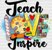 Teach Love Inspire Design - Teachers DTF heat transfer ready2transfer Black