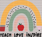 Teach Love Inspire Rainbow DTF Heat Transfer - ready2transfer