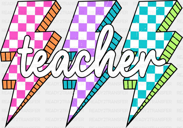 Teacher Colorful Lightning Bolts - Teachers DTF Transfer