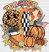 Teacher Flowers Smiley - Fall Dtf Transfer Adult Unisex S & M (10’’) / Light Color Design (See