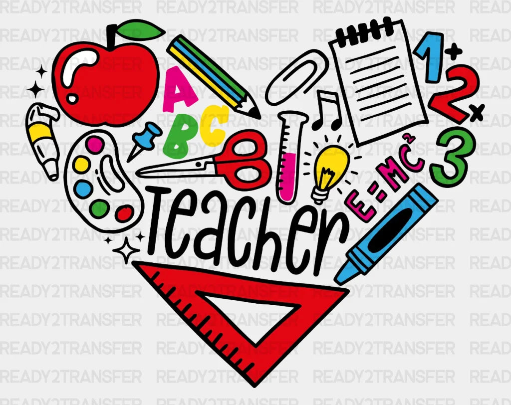 Teacher Heart Dtf Heat Transfer