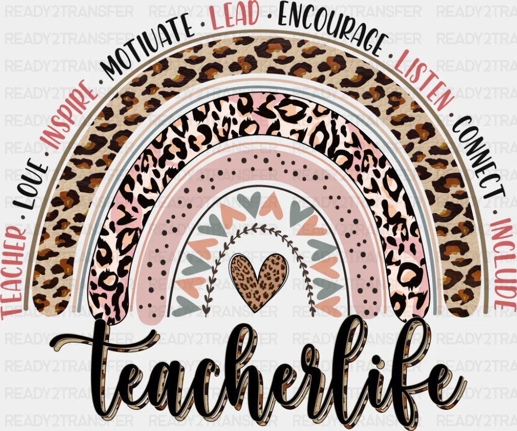 Teacher Life Heart - Teachers DTF Transfer Adult Unisex - S & M (10’’) / Dark Color Design (See Imaging)