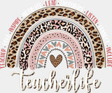 Teacher Life Heart - Teachers DTF Transfer Adult Unisex - S & M (10’’) / Light Color Design (See Imaging)