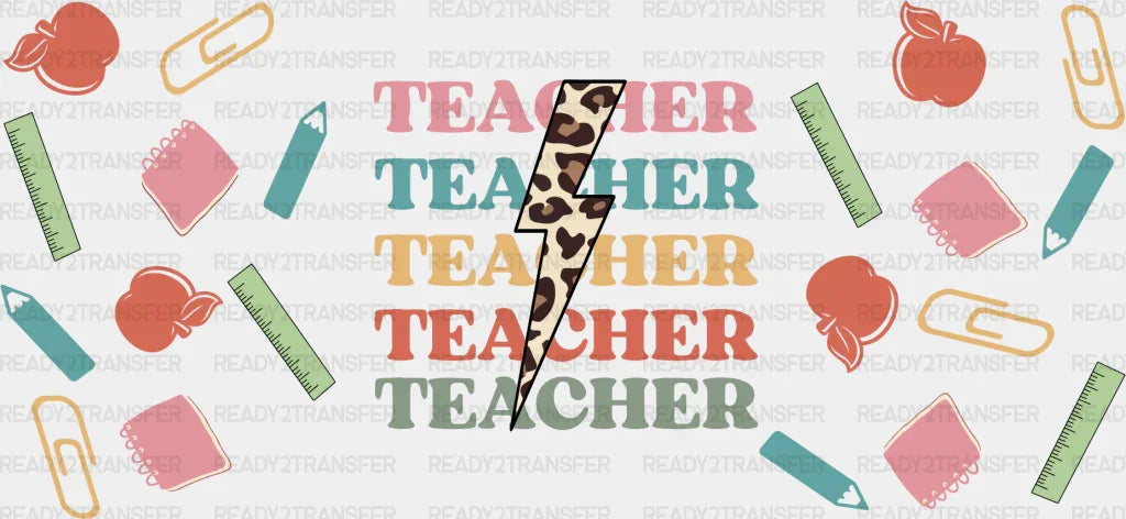 Teacher Lightning Bolt - Cup Wrap Uv Sticker Permanent Dtf Decal