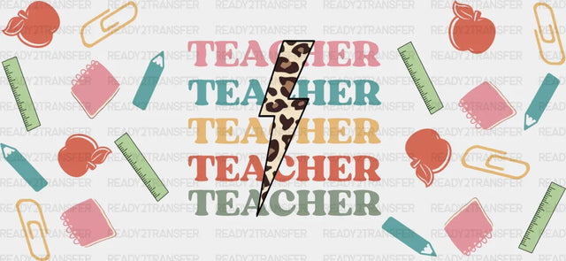 Teacher Lightning Bolt - Cup Wrap Uv Sticker Permanent Dtf Decal