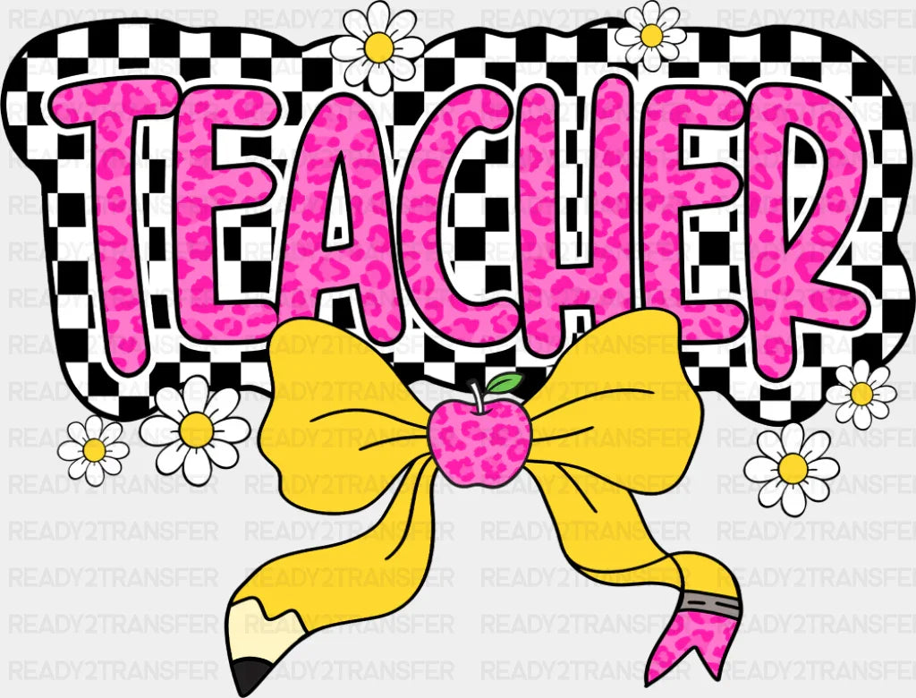 Teacher Pink And Yellow - Teachers DTF Transfer
