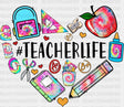 Teacherlife Heart Dtf Transfer