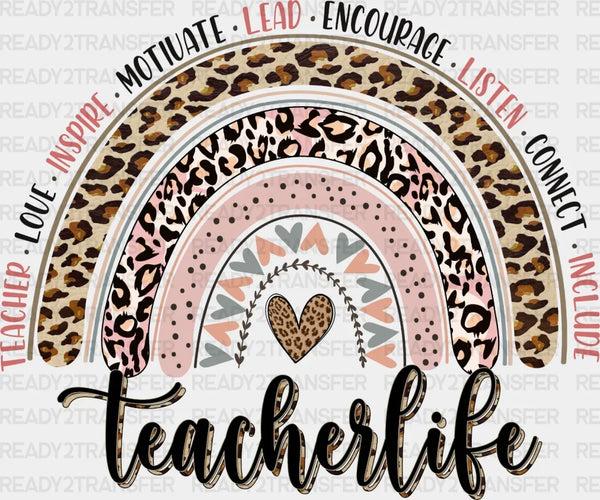 Teacherlife Leopard Rainbow DTF Heat Transfer