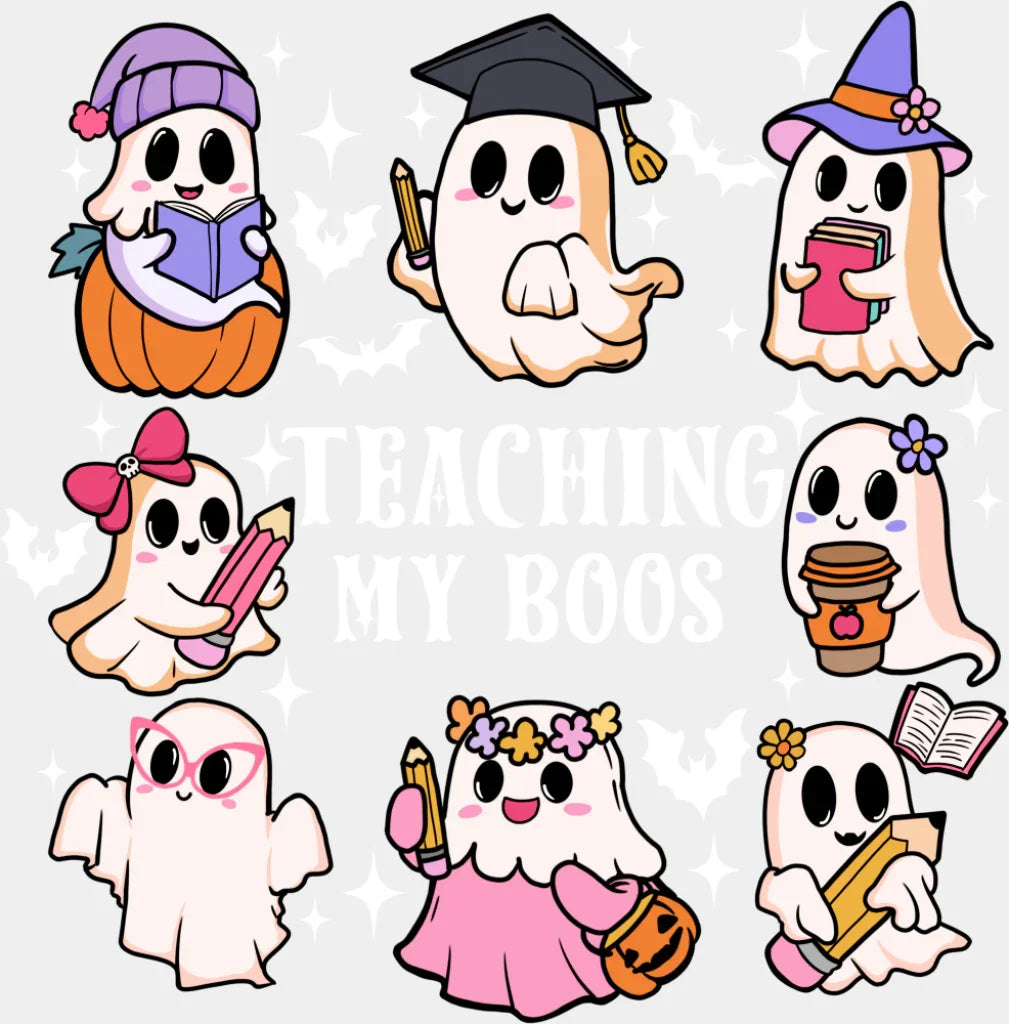 Teaching My Boos Halloween DTF Transfer Adult Unisex S & M (10’’) / Light Color Design (See Imaging)