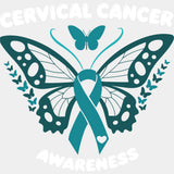 Teal Butterfly - Cervical Cancer DTF Transfers - Adult Unisex - S & M (10’’) / Light Color Design (See Imaging)
