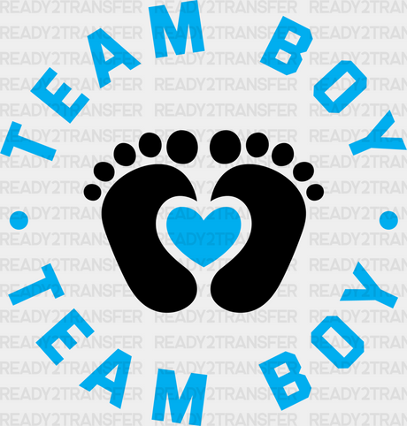 Team Boy Feet Design - Gender Reveal Dtf Transfer Adult Unisex S & M (10’’) / Dark Color (See