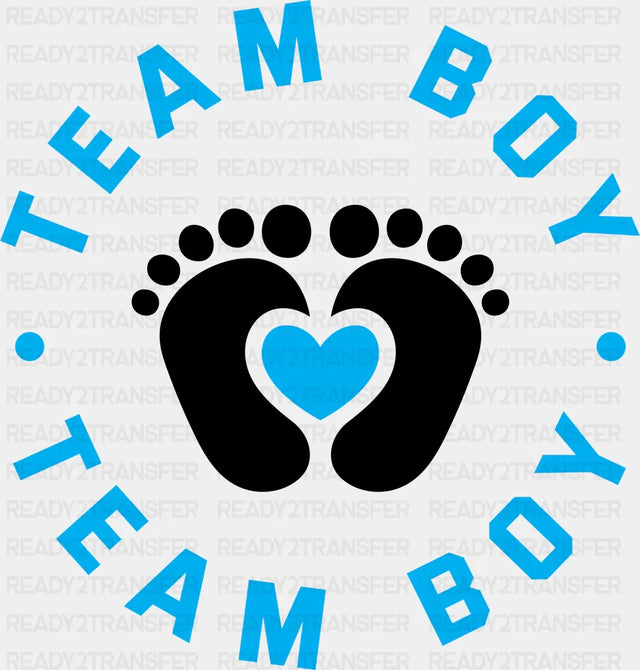 Team Boy Feet Design - Gender Reveal Dtf Transfer Adult Unisex S & M (10’’) / Dark Color (See