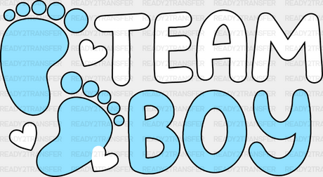 Team Boy Foot Print - Gender Reveal Dtf Heat Transfer Adult Unisex S & M (10’’) / Dark Color