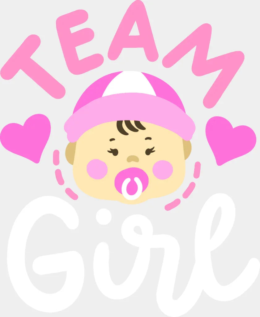 Team Girl - Gender Reveal Dtf Heat Transfer Adult Unisex S & M (10’’) / Light Color Design (See