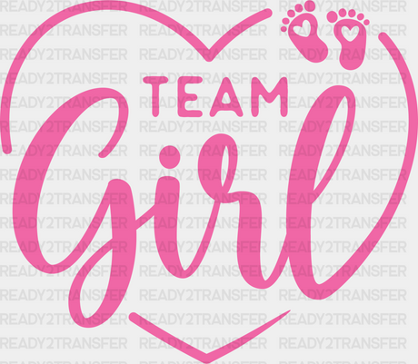 Team Girl Heart Design - Gender Reveal Dtf Transfer