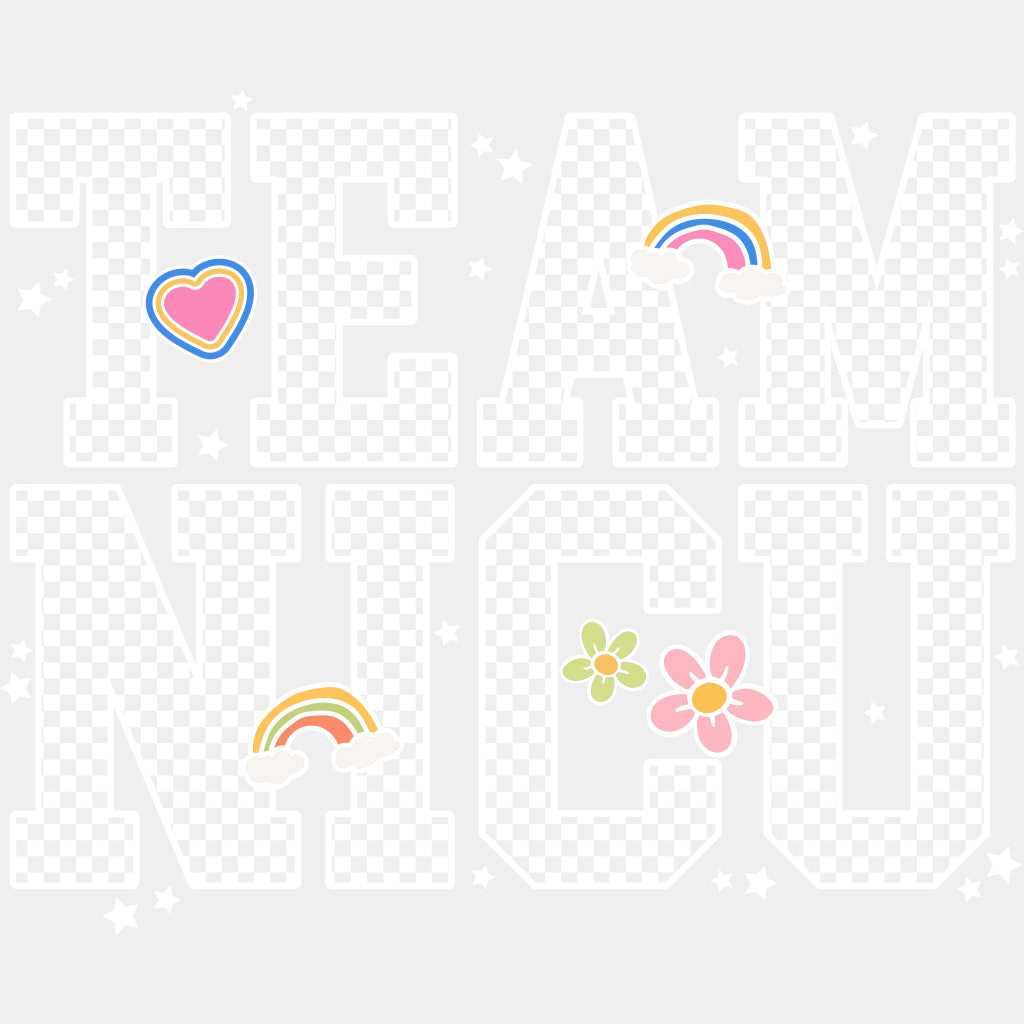 Team NICU B&W Checkered - NICU Nurse DTF Transfers ready2transfer Light Color Design (See Imaging)
