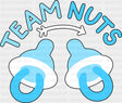 Team Nuts Pacifier - Gender Reveal Dtf Heat Transfer Adult Unisex S & M (10’’) / Dark Color
