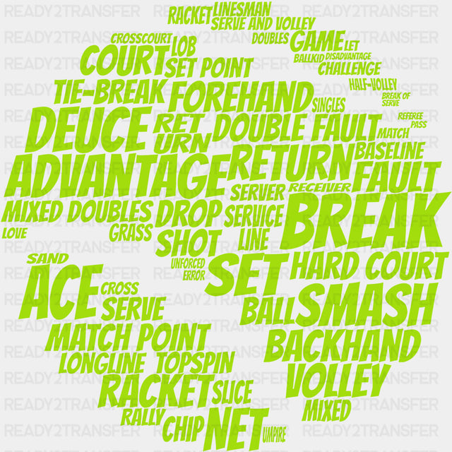 Tenis Terms - Tennis DTF Transfers ready2transfer