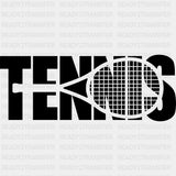 Tennis B&W Racket Design - Tennis DTF Transfers ready2transfer Dark Color Design (See Imaging)