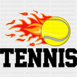 Tennis Ball On Flames - Tennis DTF Transfers ready2transfer Dark Color Design (See Imaging)