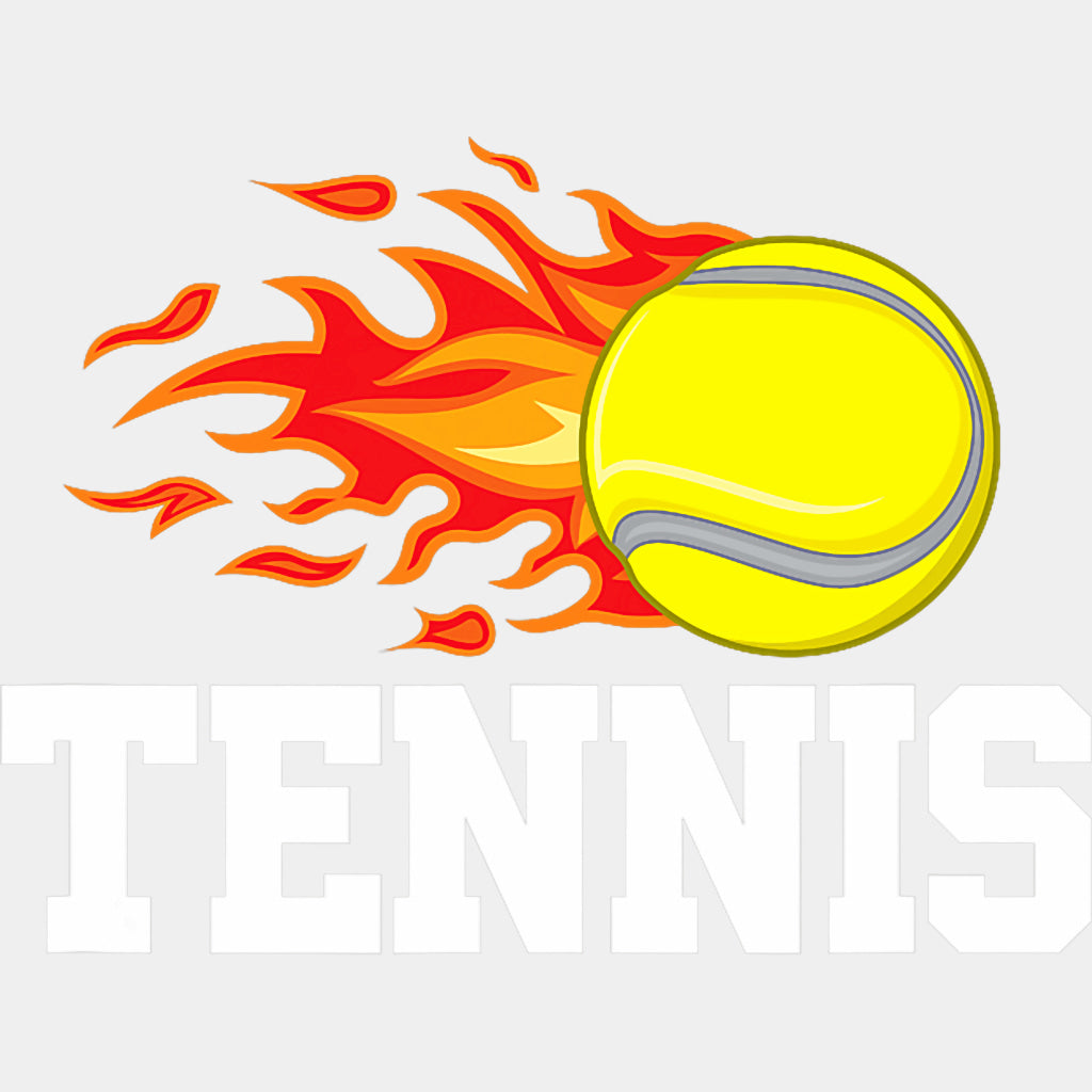 Tennis Ball On Flames - Tennis DTF Transfers ready2transfer Light Color Design (See Imaging)