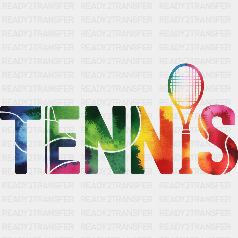 Tennis Colorful Watercolor Design - Tennis DTF Transfers ready2transfer