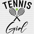 Tennis Girl, Cursive B&W - Tennis DTF Transfers ready2transfer Dark Color Design (See Imaging)