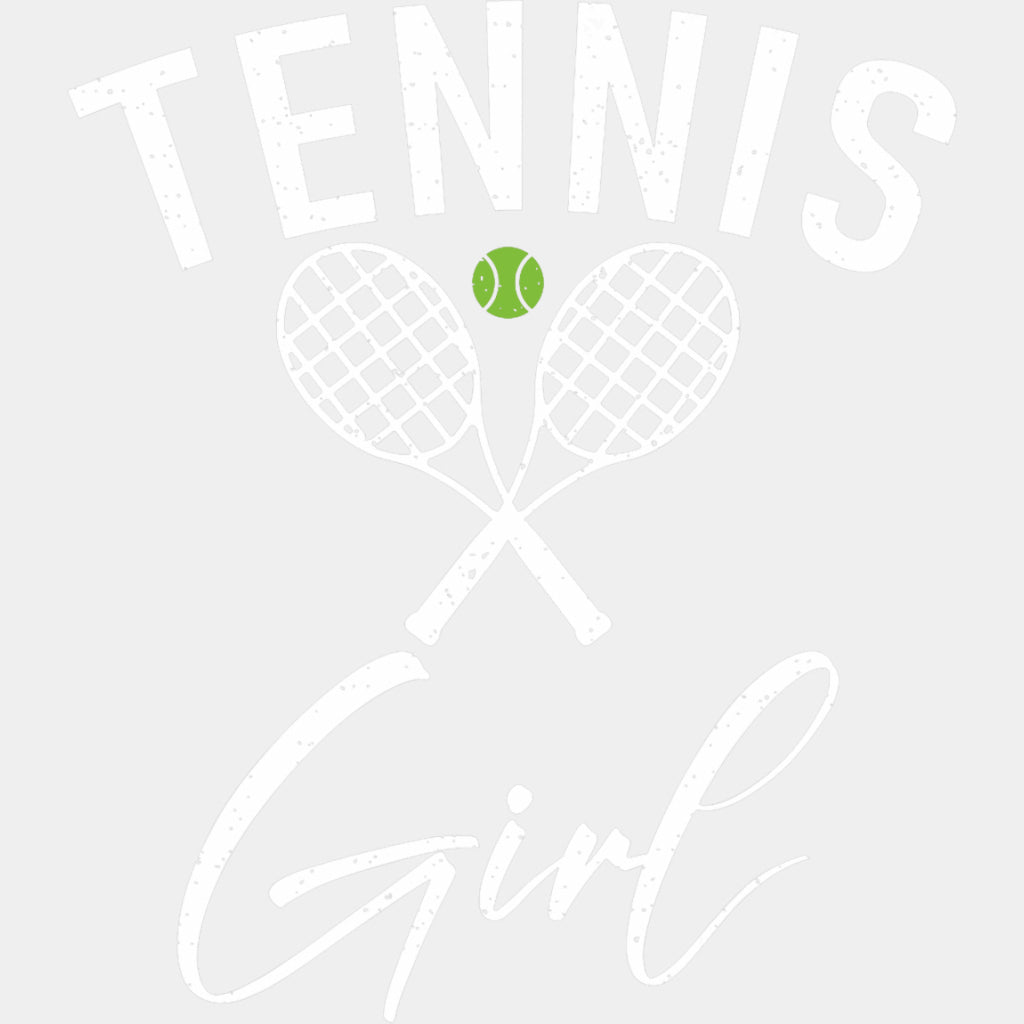 Tennis Girl, Cursive B&W - Tennis DTF Transfers ready2transfer Light Color Design (See Imaging)