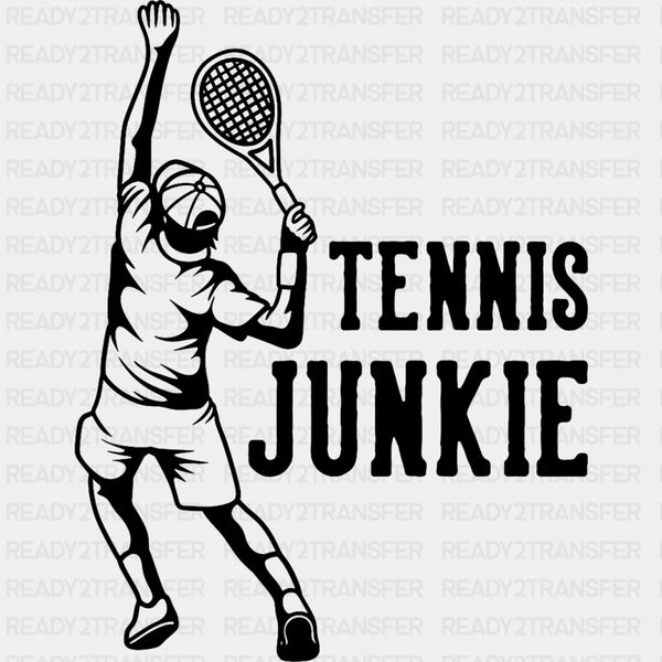 Tennis Junkie B&W - Tennis DTF Transfers