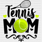 Tennis Mom, Green Hearts - Tennis DTF Transfers ready2transfer Dark Color Design (See Imaging)
