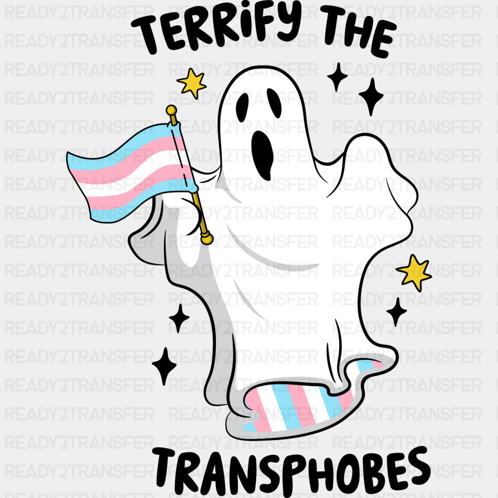 Terrify The Transphobes - Transgender DTF Transfers ready2transfer Dark Color Design (See Imaging)