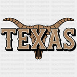 Texas Bull Skull - States & Cities DTF Transfer ready2transfer