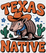Texas Native Armadillo - States & Cities DTF Transfer