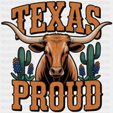 Texas Proud Bull & Cacti - States & Cities DTF Transfer ready2transfer
