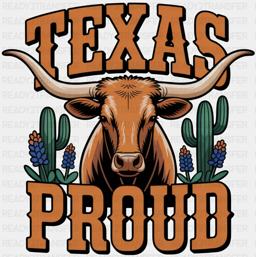 Texas Proud Bull & Cacti - States & Cities DTF Transfer