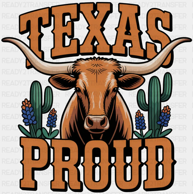 Texas Proud Bull & Cacti - States & Cities DTF Transfer