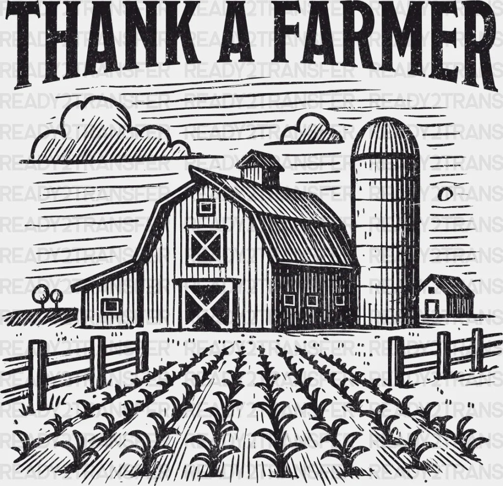 Thank A Farmer Vintage Design - Dtf Transfer Adult Unisex S & M (10’’) / Dark Color (See Imaging)