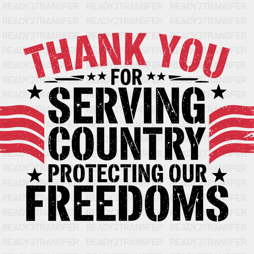 Thank You For Protecting Our Freedoms - Army DTF Transfers - Adult Unisex - S & M (10’’) / Dark Color Design (See