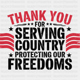 Thank You For Protecting Our Freedoms - Army DTF Transfers - Adult Unisex - S & M (10’’) / Dark Color Design (See