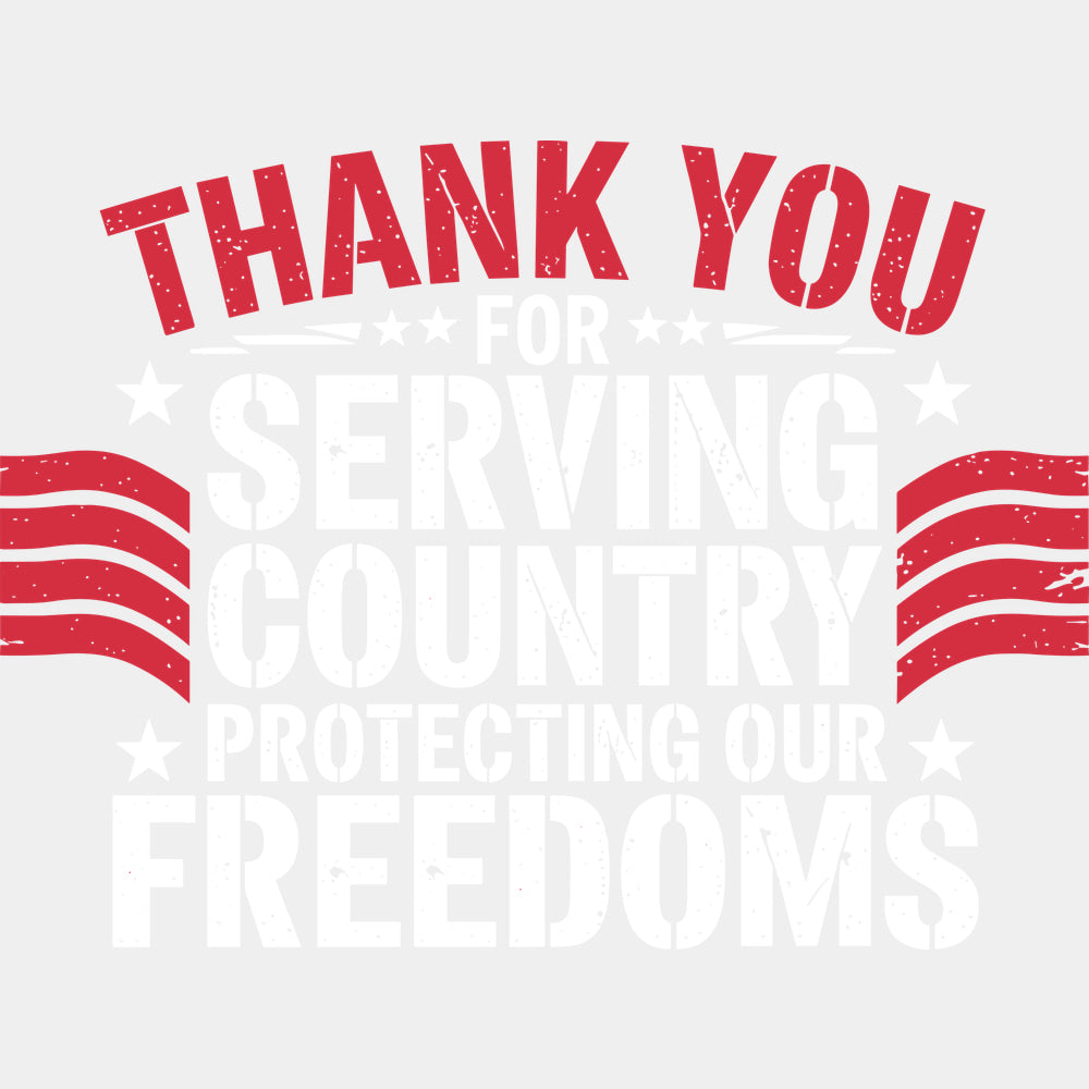 Thank You For Protecting Our Freedoms - Army DTF Transfers - Adult Unisex - S & M (10’’) / Light Color Design (See