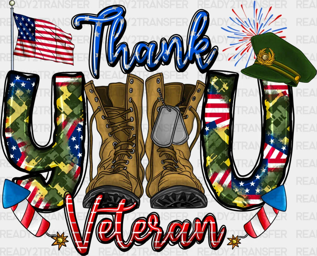 Thank You Veteran Fireworks Design - Army Dtf Transfer Adult Unisex S & M (10’’) / Dark Color
