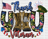 Thank You Veteran Fireworks Design - Army Dtf Transfer Adult Unisex S & M (10’’) / Light Color