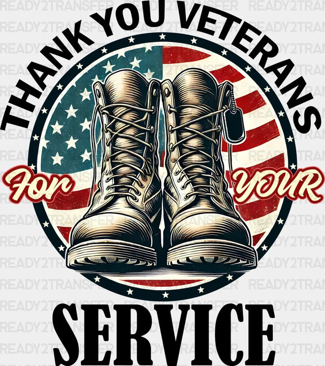 Thank You Veterans For Your Service - Army Dtf Transfer Adult Unisex S & M (10’’) / Dark Color