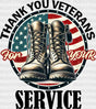 Thank You Veterans For Your Service - Army Dtf Transfer Adult Unisex S & M (10’’) / Dark Color