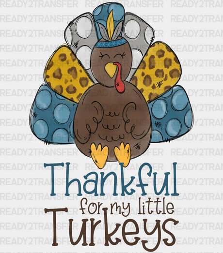 Thankful For My Turkey Cute Design - Thanksgiving Dtf Transfer Adult Unisex S & M (10’’) / Dark